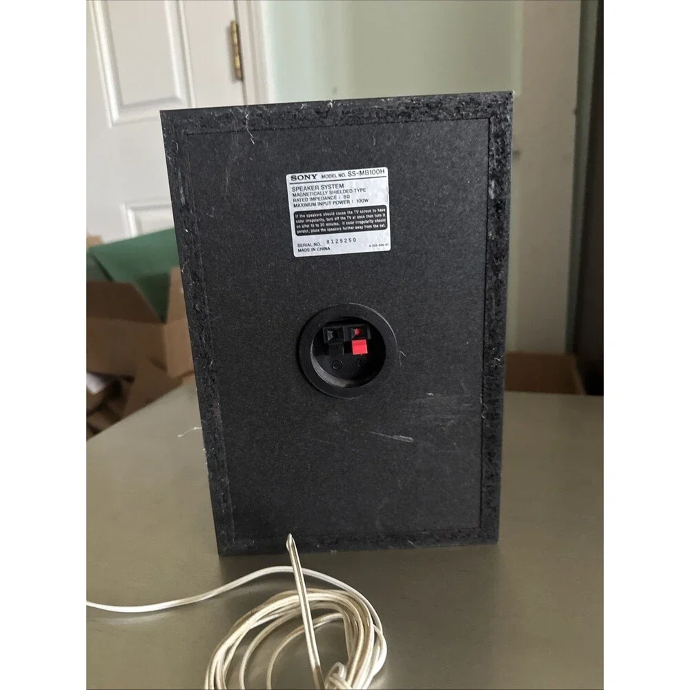 Single Sony SS-MB100H Bookshelf Speaker - 100W 8 Ohm - Untested Cords Not Intact